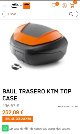 Baúl Trasero KTM Top Case junto soporte