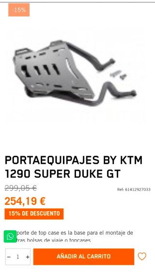 Baúl Trasero KTM Top Case junto soporte