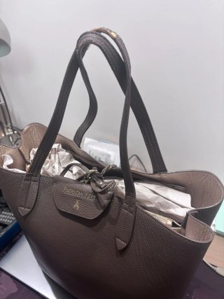 Borsa Patrizia Pepe Pelle Marrone Dettagli Oro