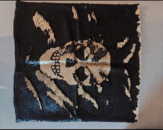 Copri cuscino con teschio paillettes oro/nero