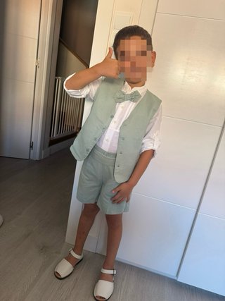 Conjunto evento niño y niña verde/blanco