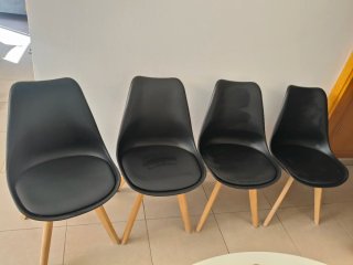 Juego de 4 sillas de comedor negras