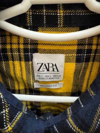Camisa Zara Cuadros Azul y Amarillo Talla L