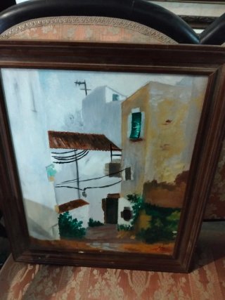 Cuadro antiguo Catedral y río