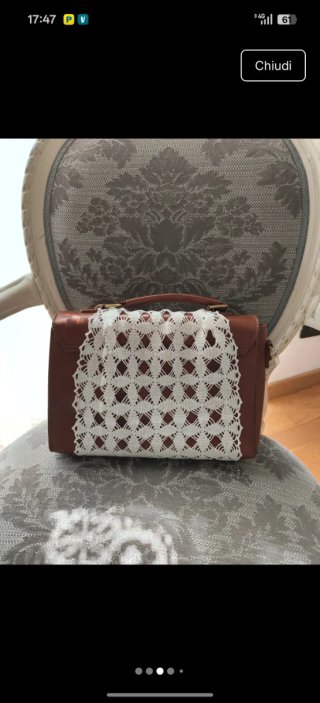Borsa pelle uncinetto donna nuova