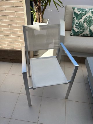 Mesa y 4 Sillas Terraza Aluminio y Cristal