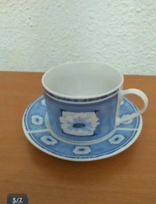Juego de 3 tazas de cerámica con sus 3 platos