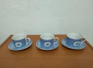 Juego de 3 tazas de cerámica con sus 3 platos