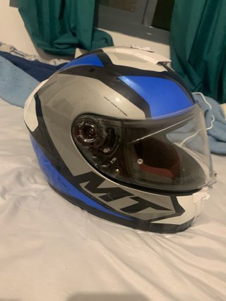 Casco MT integral azul y gris