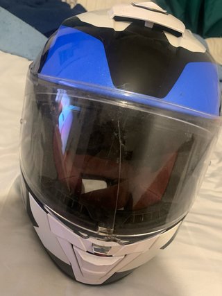 Casco MT integral azul y gris