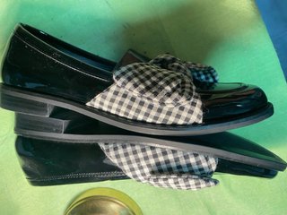 Mocasines Zara negros lazo cuadros talla 37