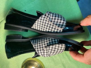 Mocasines Zara negros lazo cuadros talla 37