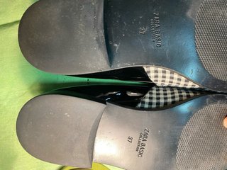 Mocasines Zara negros lazo cuadros talla 37