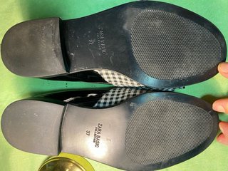 Mocasines Zara negros lazo cuadros talla 37