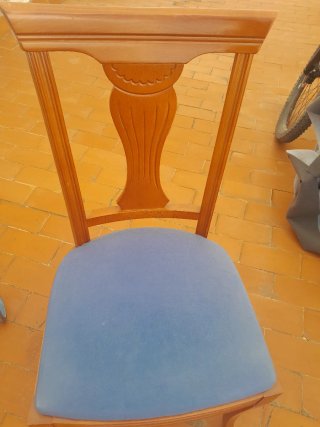 Sillas de madera con asiento azul 6 sillas