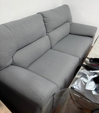 Sofá 3 plazas gris tela