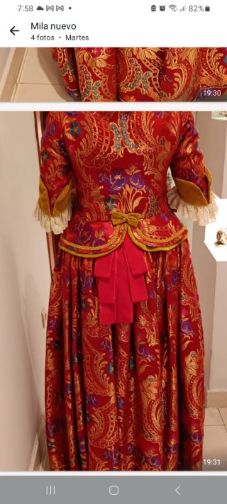 Traje Fallera Valenciana Rojo y Dorado