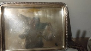 Conjunto fuentes metálicas y bandeja
