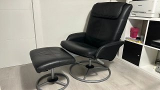 Sillón reclinable de cuero negro