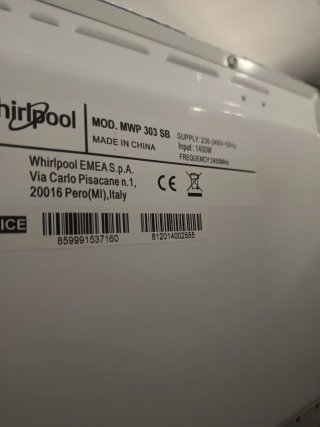 Microondas Whirlpool Negro