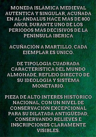 DIRHAM ALMOHADE. PLATA ~ S.XIII ~ EXCELENTE ESTADO