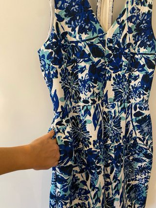 Abito H&M fantasia floreale blu e bianco