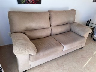 Sofá de 3 plazas en tela beige