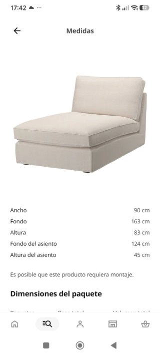 Sofá Chaiselongue Kivik Ikea Beige