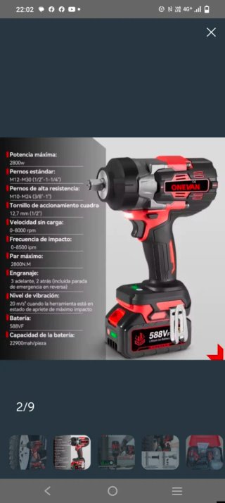 Pistola Llave de impacto ONEVAN 2800 nm