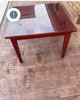 Mesa madera cristal 1x1m
