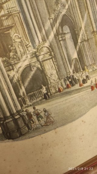 Due litografie di chiesa e presepe