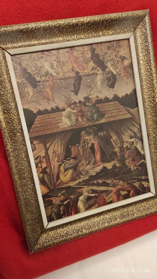 Due litografie di chiesa e presepe