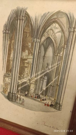 Due litografie di chiesa e presepe