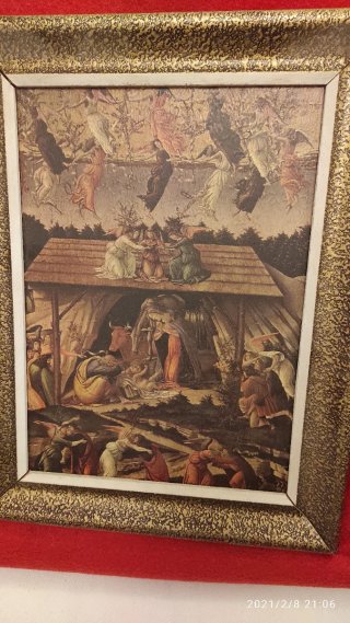 Due litografie di chiesa e presepe