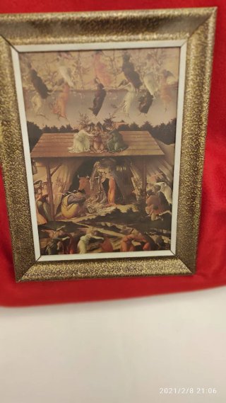 Due litografie di chiesa e presepe