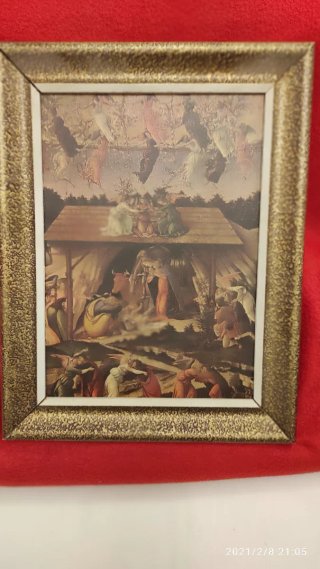 Due litografie di chiesa e presepe