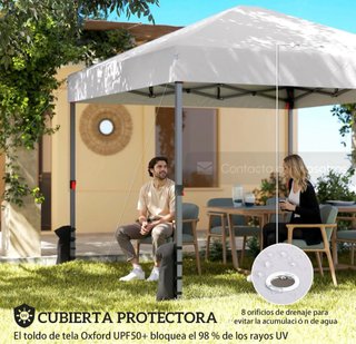 Carpa plegable gris y blanca
