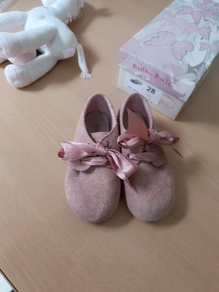 Zapatos niña rosa lazo