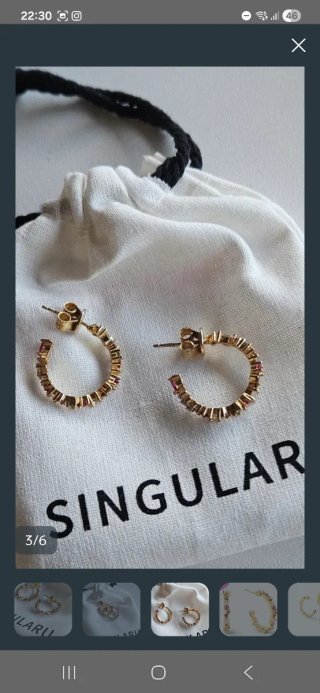 Pendientes Aro Dorados con Piedras Rosas