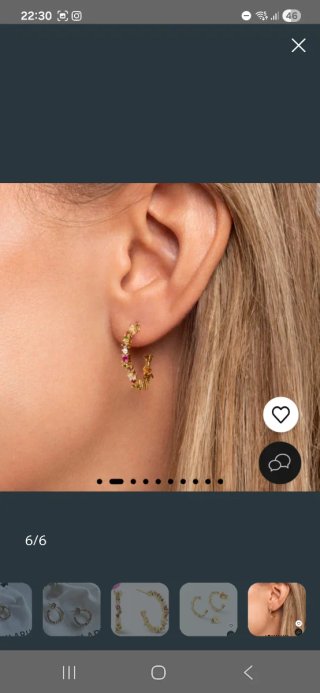 Pendientes Aro Dorados con Piedras Rosas