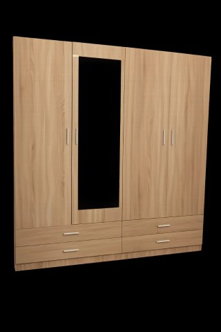 Armario 4 puertas madera y cristal