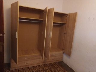 Armario 4 puertas madera y cristal