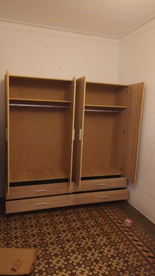 Armario 4 puertas madera y cristal