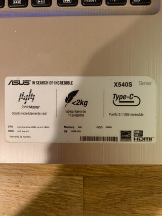 Portátil ASUS X540S