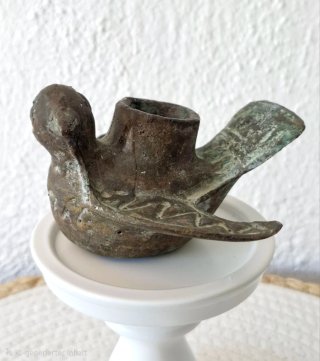 Candelabro antiguo bronce pájaro