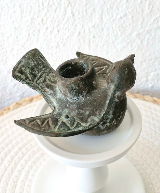 Candelabro antiguo bronce pájaro