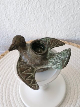 Candelabro antiguo bronce pájaro