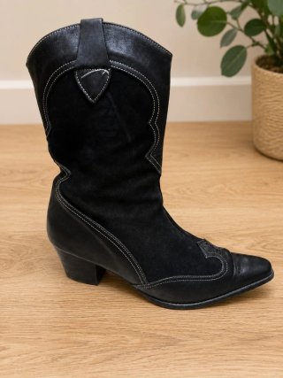 Botas de cuero y ante negras