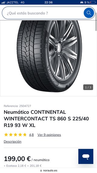 Neumáticos Continental WinterContact 225/40r19 93w