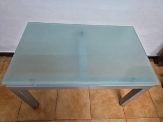 Mesa de centro cristal templado con ruedas